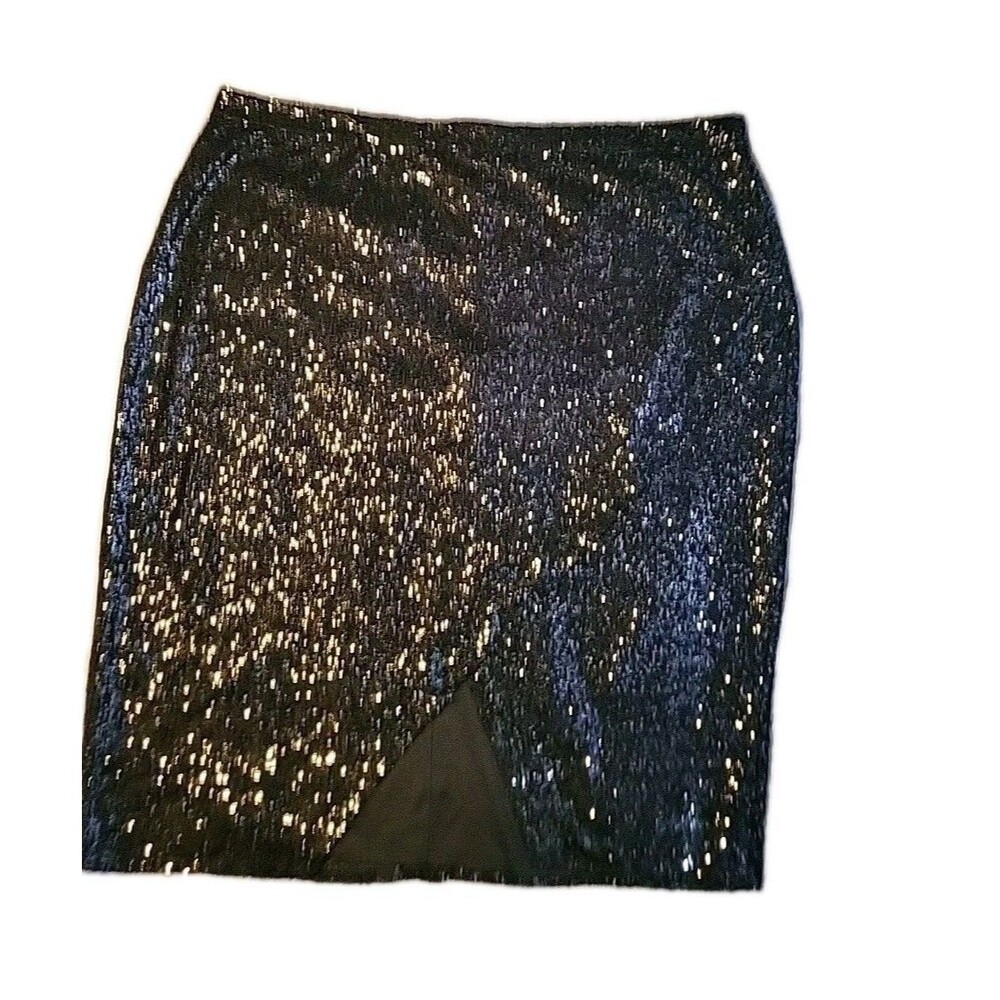Asos Skirt Women's Size 24  curve Sequin  Black asymmetric Front Slit